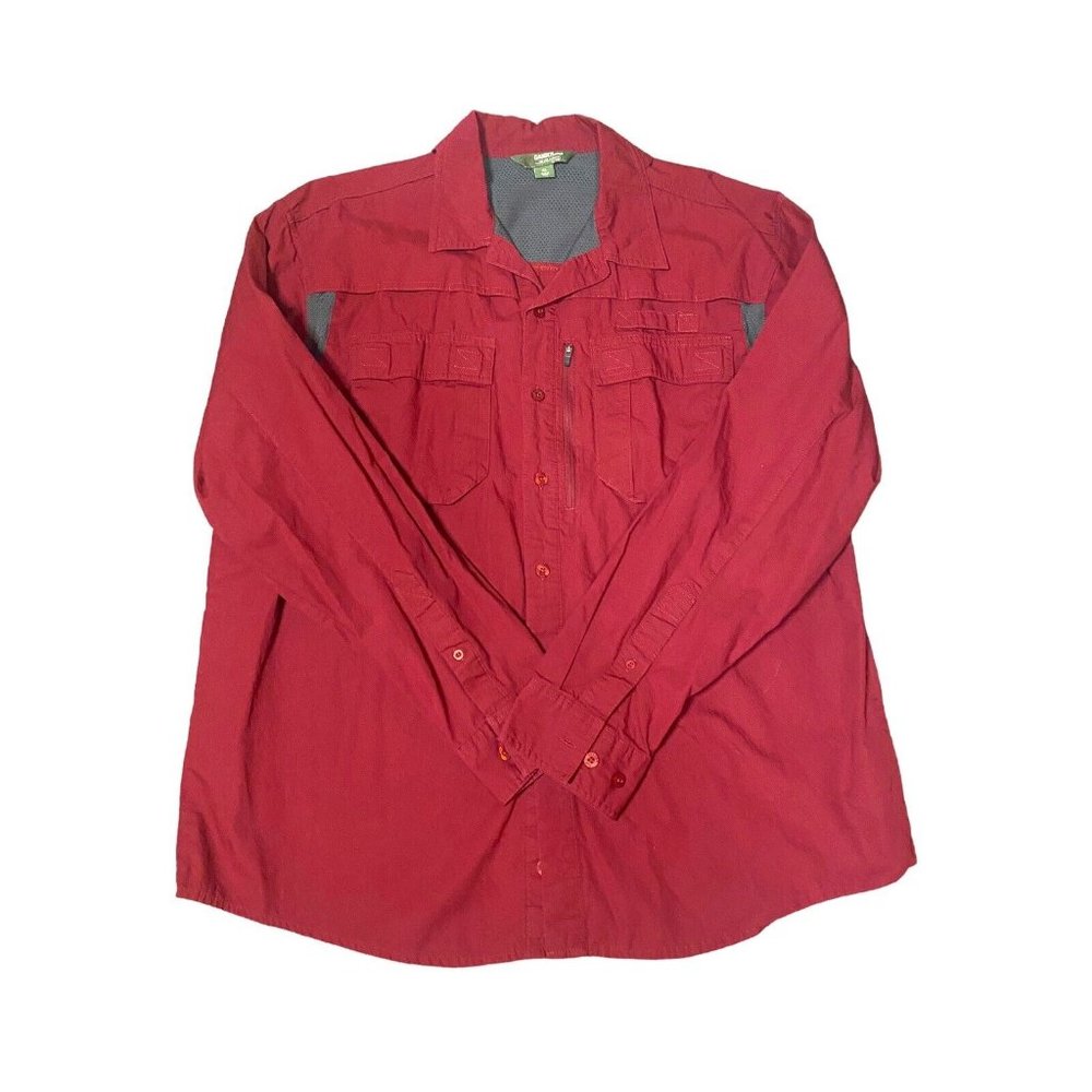 Gander Mountain Mens Shirt XL Fishing Red Vented Hunting Long Sleeve Button Down